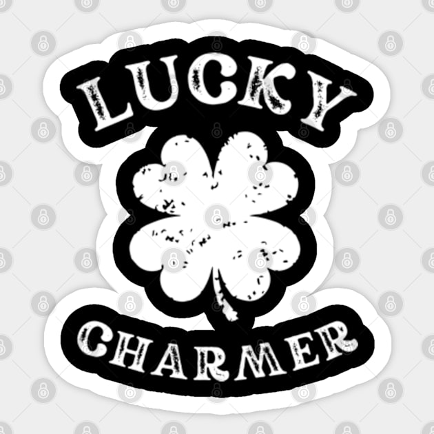 Vintage LUCKY CHARMER Shamrock Shirt St Patrick's Day Sticker by Shopinno Shirts